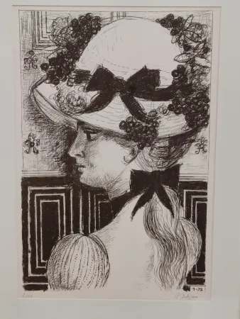 石版画 Delvaux - Le Chapeau 1900