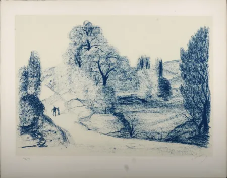 石版画 Derain - Paysage Bleu, c. 1955 - Hand-signed!