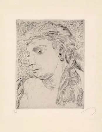 蚀刻飞尘法 Derain - Tête de femme avec une tresse