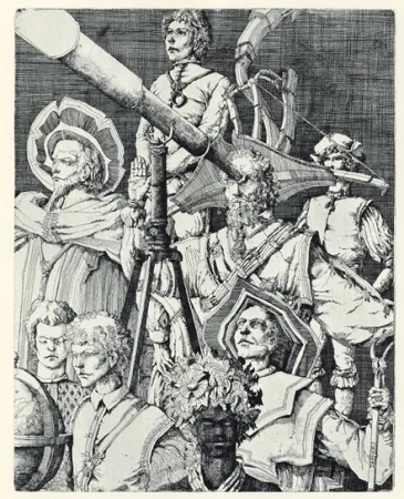 版画 Desmazières - Les Astronomes
