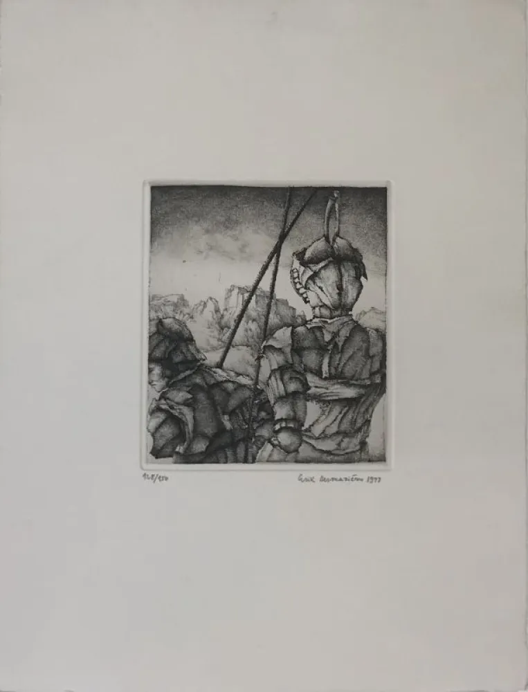 蚀刻版画 Desmazières - Les deux guerriers 