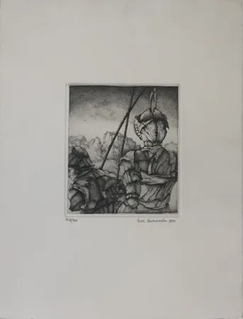 蚀刻版画 Desmazières - Les deux guerriers 