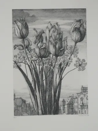 蚀刻版画 Desmazières - Les tulipes