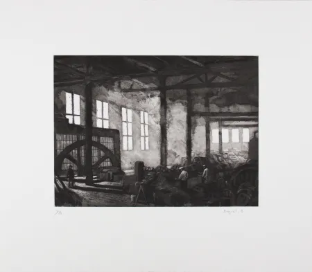 蚀刻版画 Deyrail - Vue d' atelier
