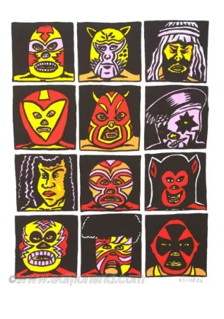 石版画 Di Rosa - Catcheurs