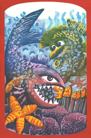 石版画 Di Rosa - Drame dans l'Aquarium