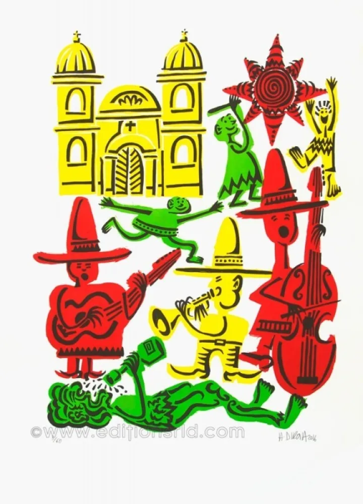 石版画 Di Rosa - JOur de fête