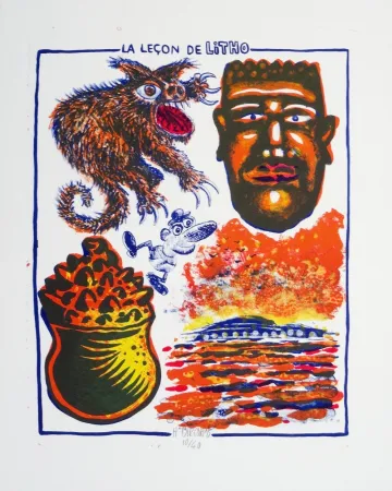 石版画 Di Rosa - La leçon de litho