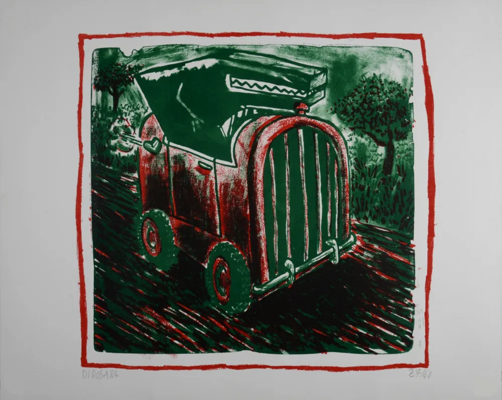石版画 Di Rosa - La voiture de Raphaël, 1984