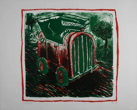 石版画 Di Rosa - La voiture de Raphaël, 1984