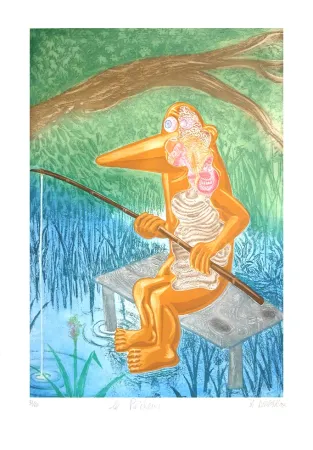 版画 Di Rosa - Le Pêcheur