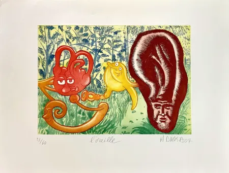 蚀刻版画 Di Rosa - L'oreille