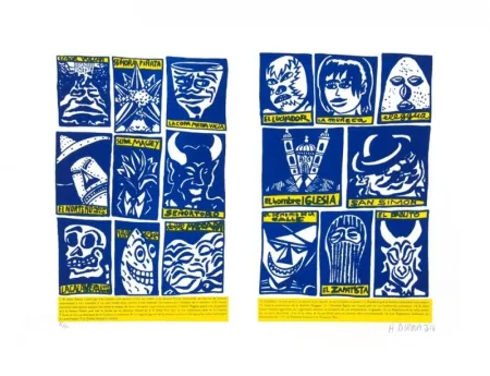 石版画 Di Rosa - SUPER-HEROS MEXICAINS