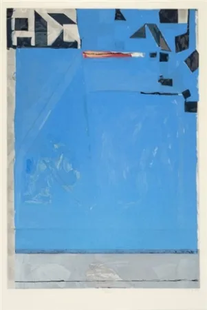 木刻 Diebenkorn - Blue with Red
