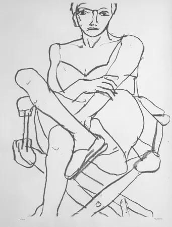 石版画 Diebenkorn - Seating woman in Chemise