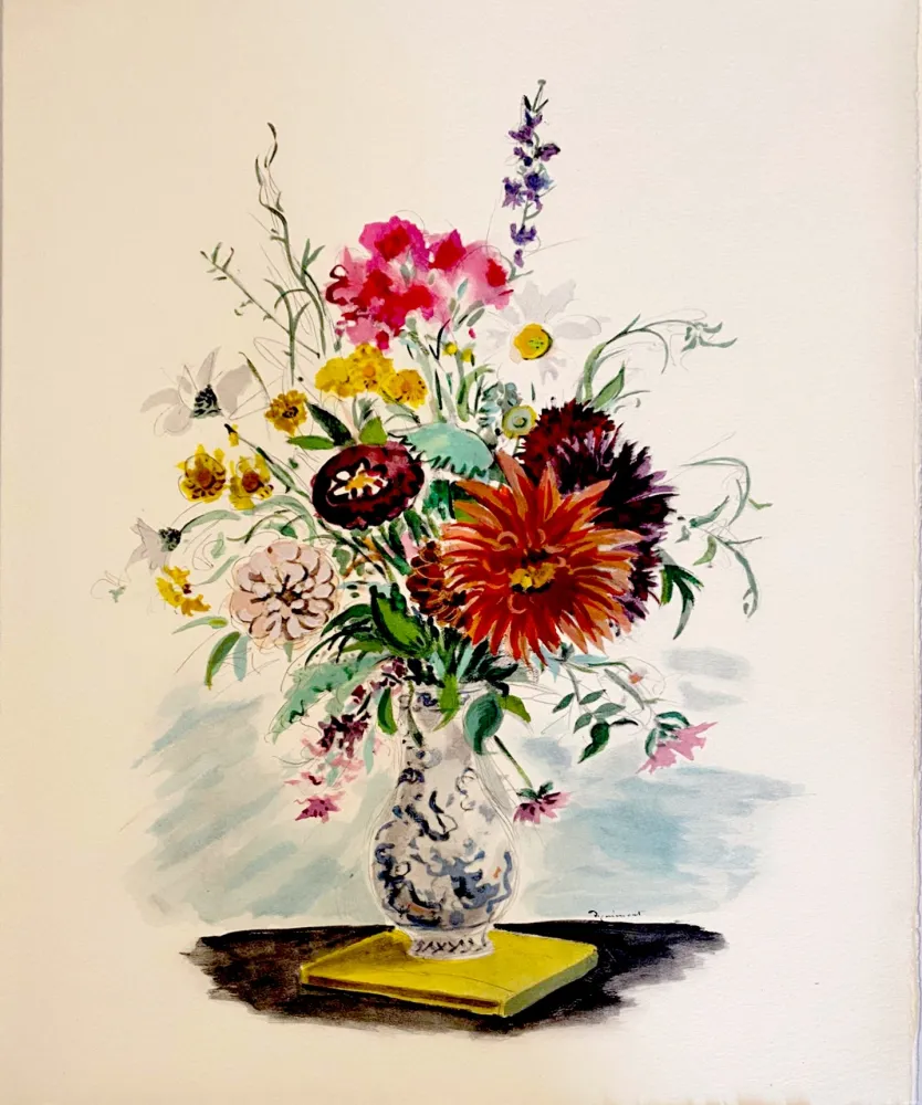 石版画 Dignimont - Dahlia, Zinnias et autres