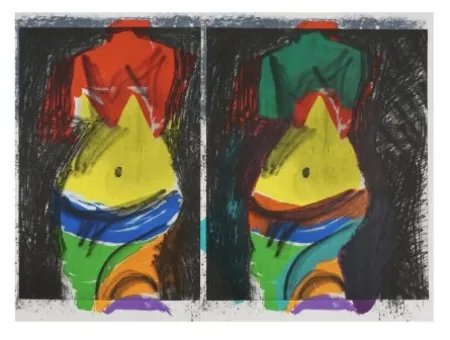 石版画 Dine - Green Painting