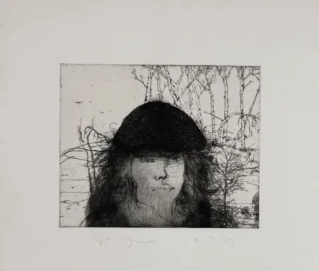 蚀刻版画 Dine - Self portrait in a Flat Cap