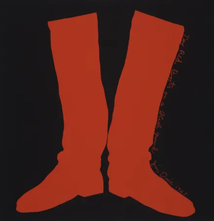 丝网印刷 Dine - Two Red Boots on a Black Ground, 1968