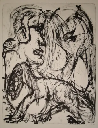 石版画 Disler - Mensch und Tier