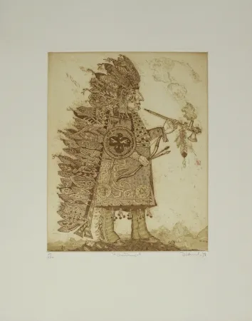 版画 Dittrich - Indianer / Indian