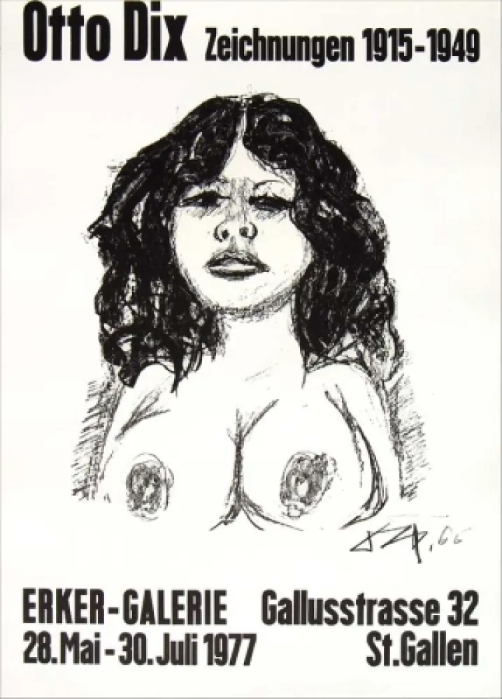 石版画 Dix - Halbakt von vorn