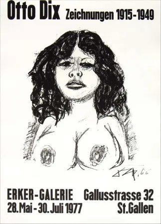 石版画 Dix - Halbakt von vorn