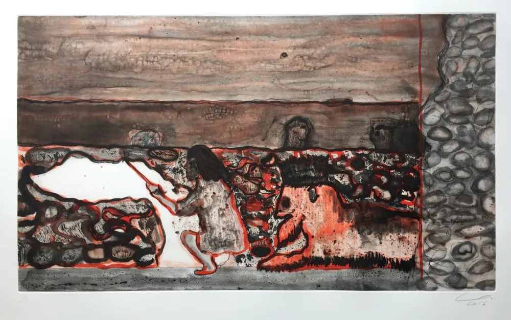 版画 Doig - Painting a Cloud on a Wall