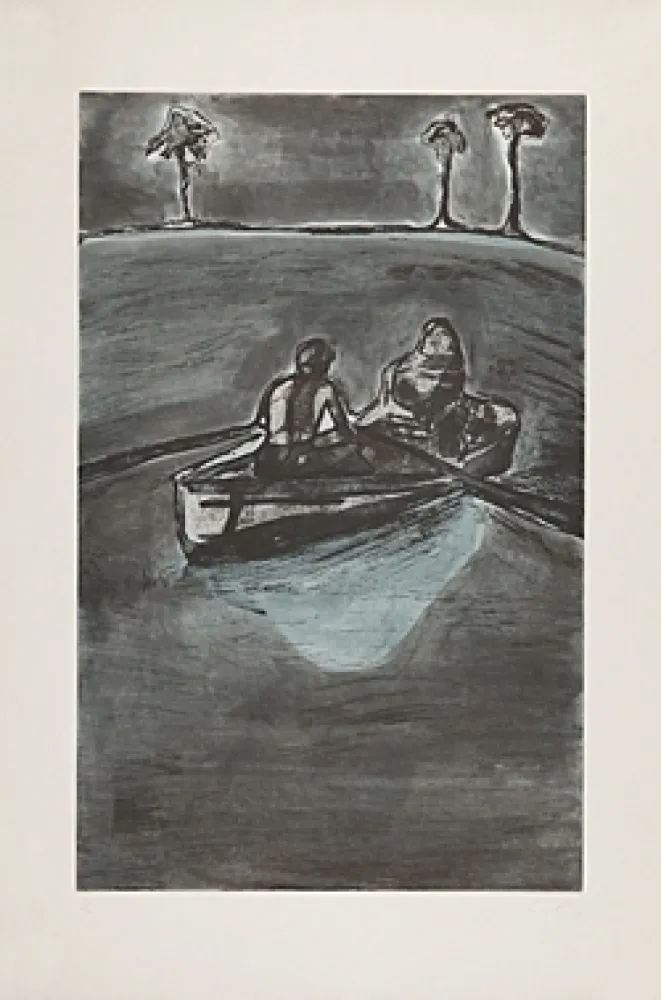 蚀刻版画 Doig - Two People at Night (indigo)