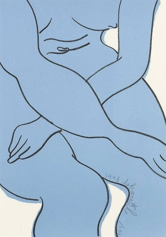 石版画 Dokoupil - Blue Nude