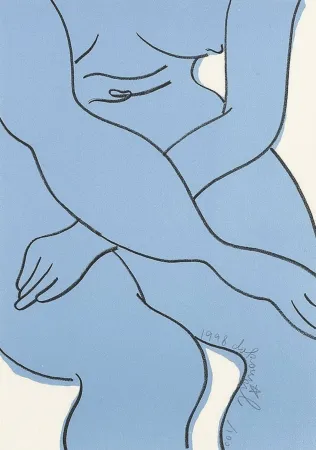 石版画 Dokoupil - Blue Nude