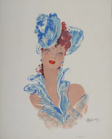 石版画 Domergue - La Parisienne : Jacqueline, 1956