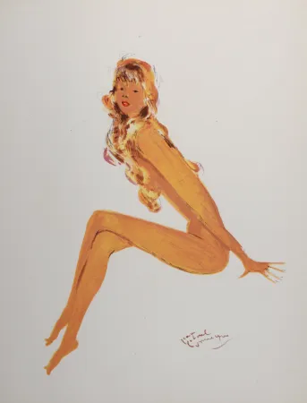 石版画 Domergue - La Parisienne : Sylvie, 1956