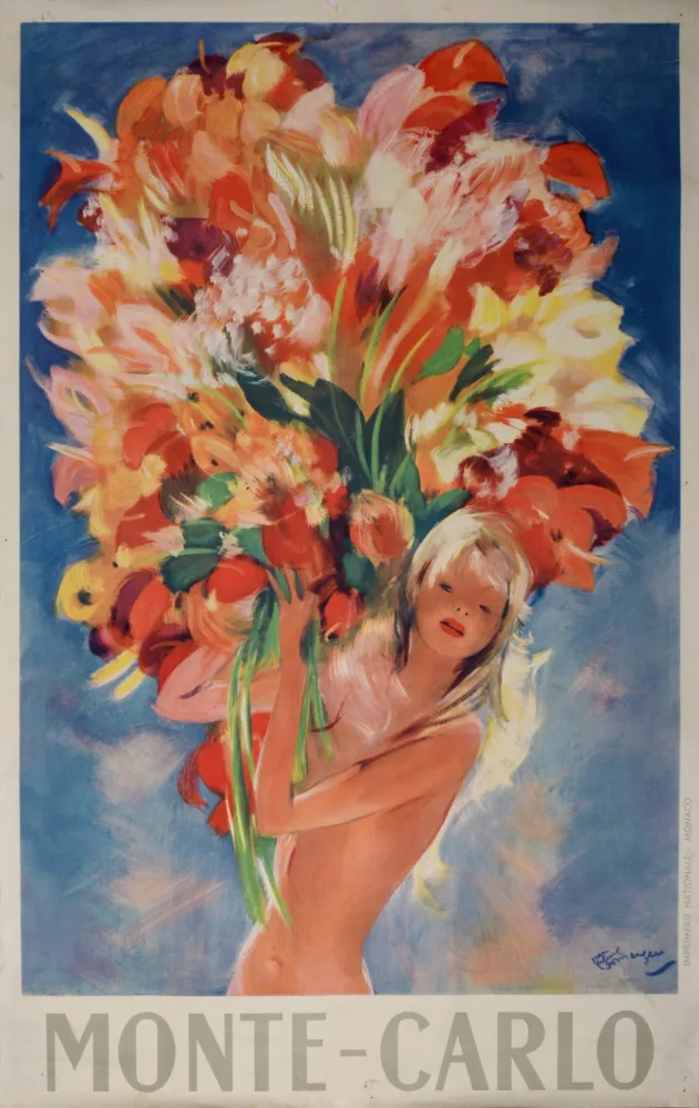 石版画 Domergue - Monte-Carlo, c. 1950 - Large!