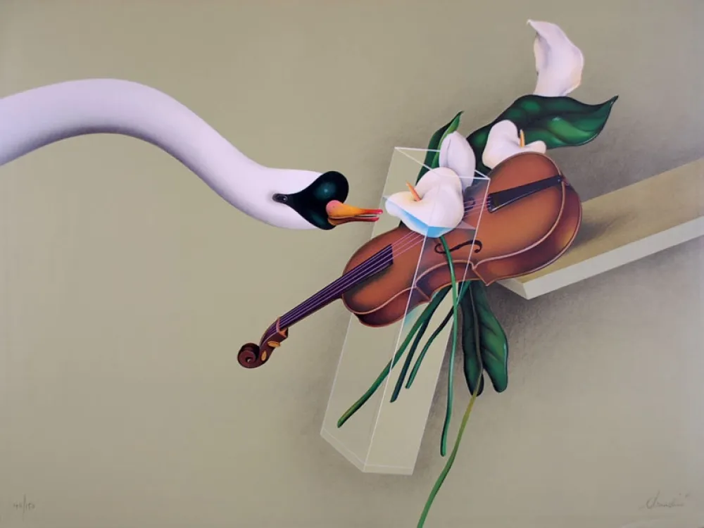 石版画 Donadini - Hommage au Cygne de Saint Saens