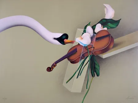 石版画 Donadini - Hommage au Cygne de Saint Saens