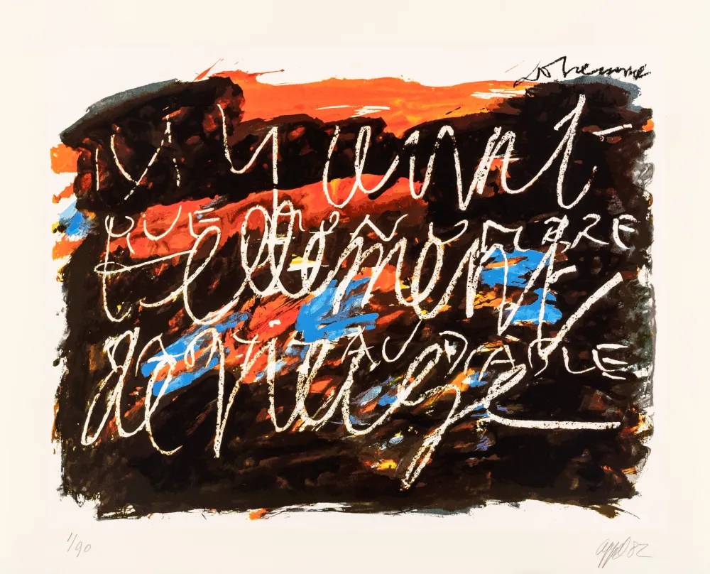 丝网印刷 Dotremont - Il y avait / tellement / de neige / que mon ombre / partit au diable