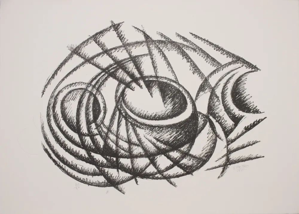 石版画 Dottori - Linee dinamiche di paesaggio