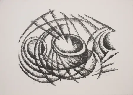 石版画 Dottori - Linee dinamiche di paesaggio