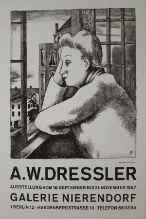 石版画 Dressler - Frau am Fenster