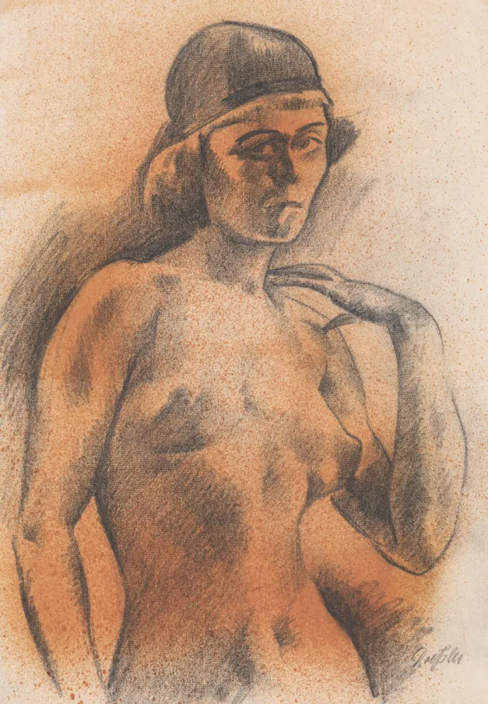 无技术 Dressler - Weiblicher Akt mit Kopfbedeckung