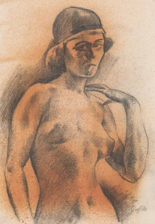 无技术 Dressler - Weiblicher Akt mit Kopfbedeckung