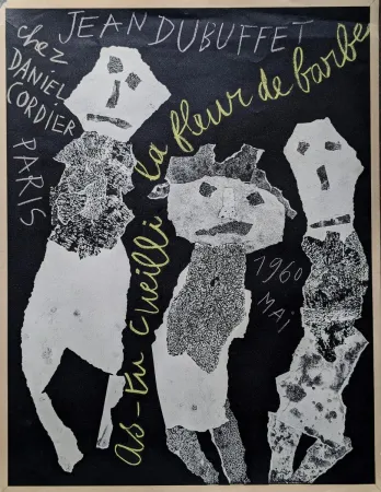 石版画 Dubuffet - Jean DUBUFFET - Composition with personnages, Lithograph poster signed in the plate, 1960. Rare lithograph for the exhibition at Daniel Cordier in 1960 - Art brut/Outsider Art