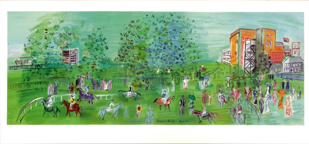 石版画 Dufy - ASCOT. Le champ de courses en 1930 (1969).