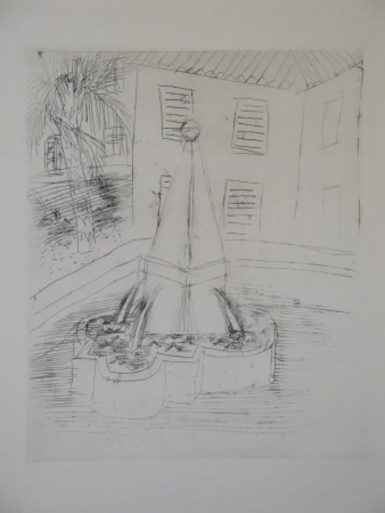 版画 Dufy - Fontaine à Vence