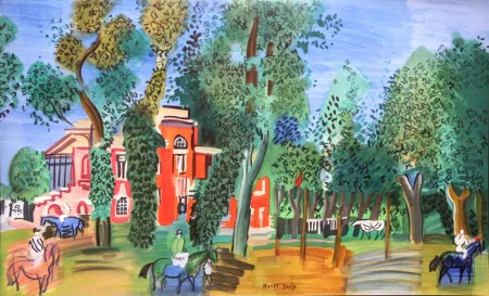 石版画 Dufy - Le Paddock a Deauville