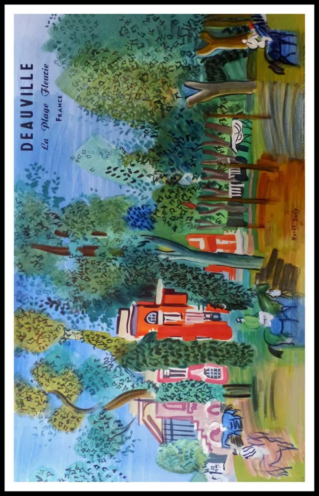 石版画 Dufy - LE PADDOCK A DEAUVILLE PLAGE FLEURIE