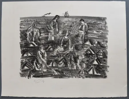石版画 Dufy - Pêcheurs de crevettes