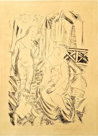 石版画 Dufy - Trois baigneuses devant le port de Sainte-Adresse