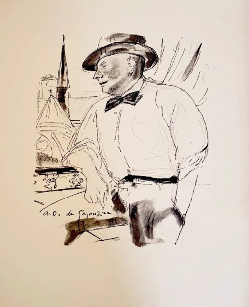 石版画 Dunoyer De Segonzac - Dig à sa fenêtre